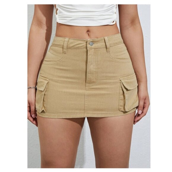 SHEIN ICON Flap Pocket Side Cargo Denim Skirt - Picture 4 of 8